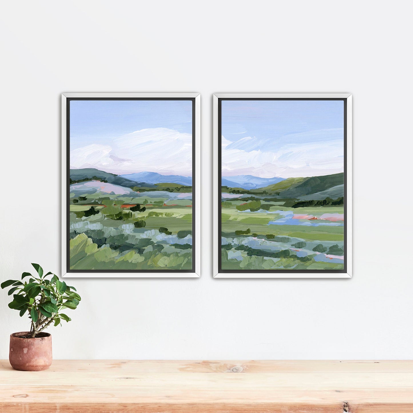’Moving West’ Diptych Art Print || Set of 2 - Stretched Canvas / 8x10 in / White Frame - abstract - Artwork - Colorado