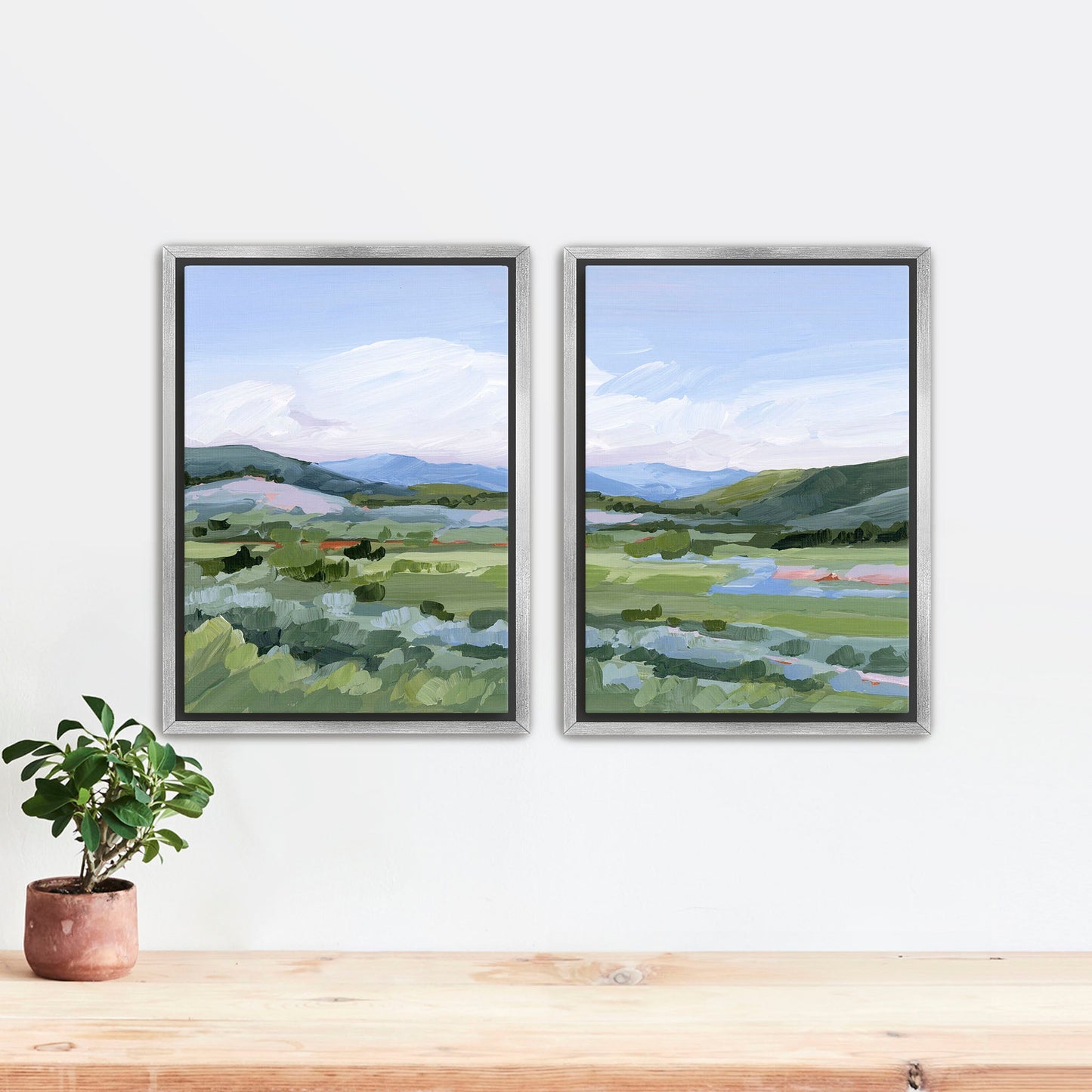 ’Moving West’ Diptych Art Print || Set of 2 - Stretched Canvas / 8x10 in / Silver Frame - abstract - Artwork - Colorado