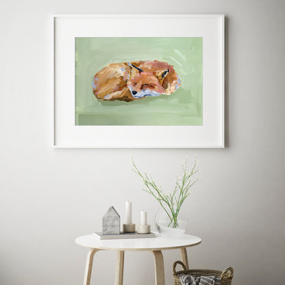 ’Napping Fox’ Art Print - Nursery Wall - animal - animals - Artwork - baby