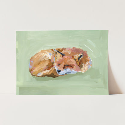 ’Napping Fox’ Art Print - Paper / 5x7 in / No Frame - Nursery Wall - animal - animals - Artwork - baby