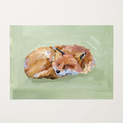 ’Napping Fox’ Art Print - Rolled Canvas / 8x10 in / No Frame - Nursery Wall - animal - animals - Artwork - baby