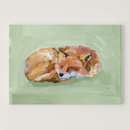 ’Napping Fox’ Art Print - Stretched Canvas / 8x10 in / No Frame - Nursery Wall - animal - animals - Artwork - baby