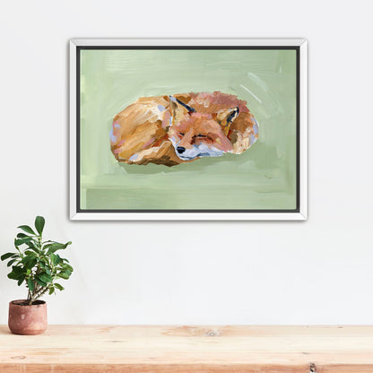 ’Napping Fox’ Art Print - Stretched Canvas / 8x10 in / White Frame - Nursery Wall - animal - animals - Artwork - baby