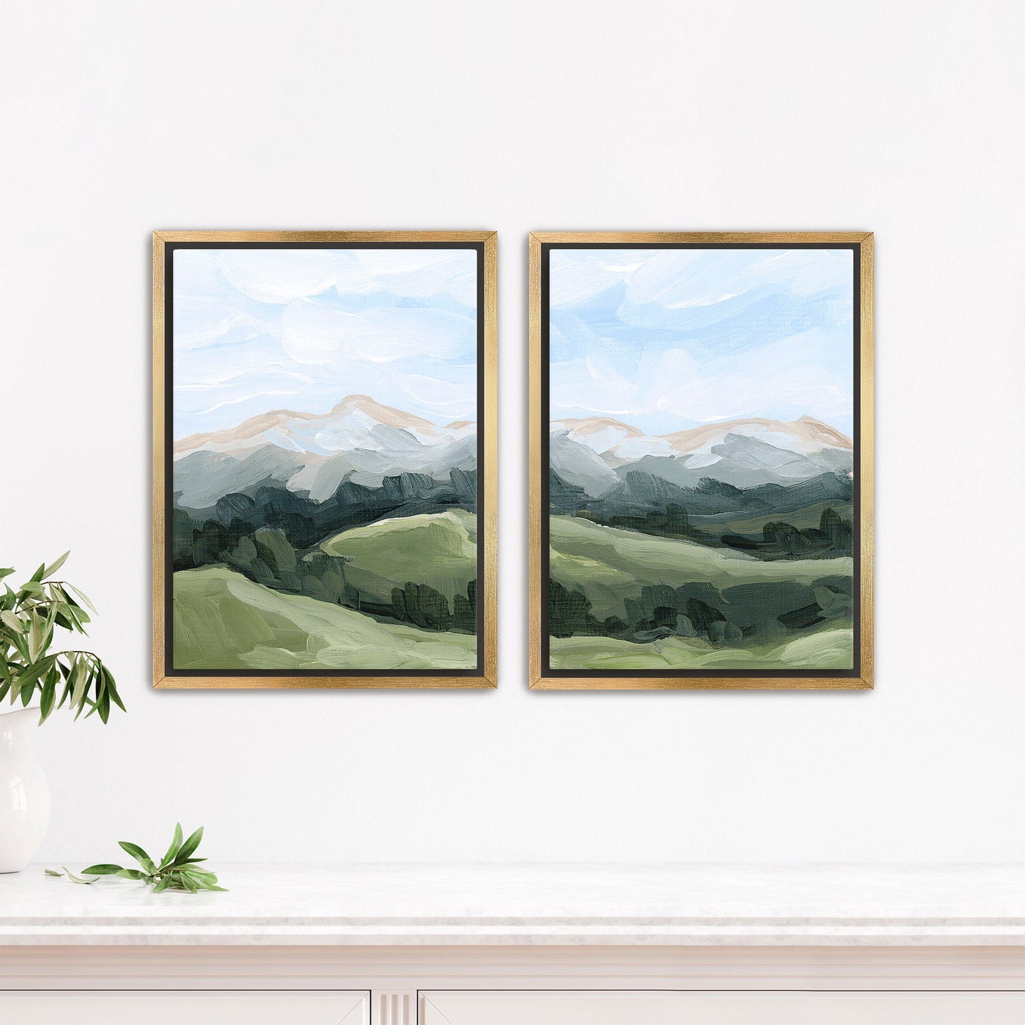 ’Never Summer’ Diptych Art Print || Set of 2 - Stretched Canvas / 8x10 in / Gold Frame - abstract - Artwork - Colorado