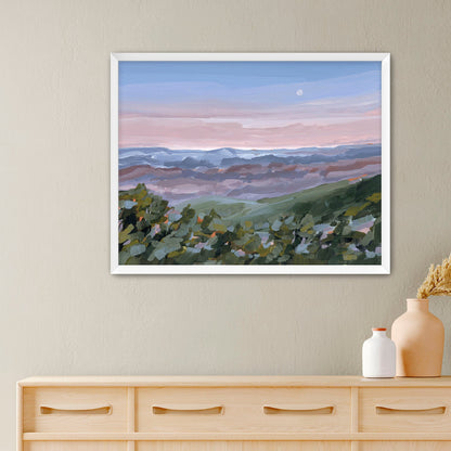 ’Nightfall’ Art Print - Paper / 5x7 in / White Frame - Blue Ridge Mountains Wall - Appalachian Trail - blue ridge