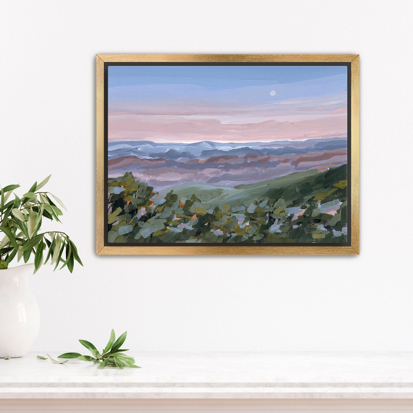 ’Nightfall’ Art Print - Stretched Canvas / 8x10 in / Gold Frame - Blue Ridge Mountains Wall - Appalachian Trail