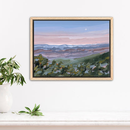 ’Nightfall’ Art Print - Stretched Canvas / 8x10 in / Oak Frame - Blue Ridge Mountains Wall - Appalachian Trail