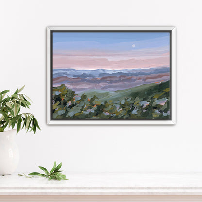 ’Nightfall’ Art Print - Stretched Canvas / 8x10 in / White Frame - Blue Ridge Mountains Wall - Appalachian Trail