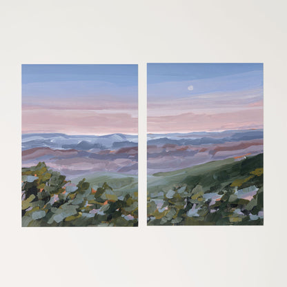 ’Nightfall’ Diptych Art Print || Set of 2 - Rolled Canvas / 8x10 in / No Frame - abstract - Appalachian - appalachian