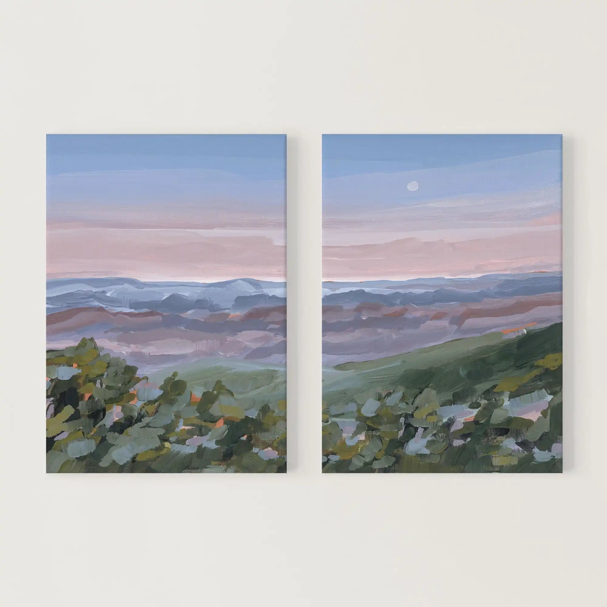 ’Nightfall’ Diptych Art Print || Set of 2 - Stretched Canvas / 8x10 in / No Frame - abstract - Appalachian