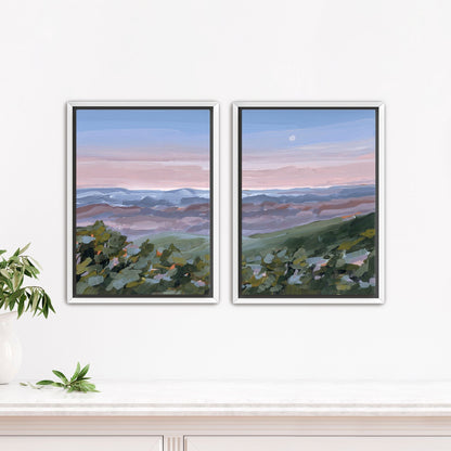 ’Nightfall’ Diptych Art Print || Set of 2 - Stretched Canvas / 8x10 in / White Frame - abstract - Appalachian