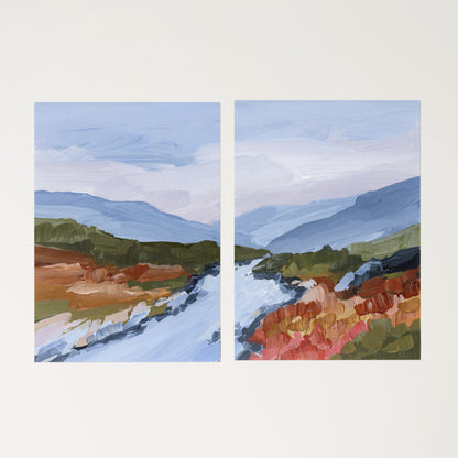 ’Nordic Red’ Diptych Art Print || Set of 2 - Rolled Canvas / 8x10 in / No Frame - abstract - Artwork - Europe