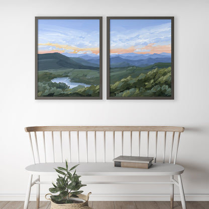 ’Northwest End’ Diptych Art Print || Set of 2 - abstract - Appalachian - appalachian trail - Artwork
