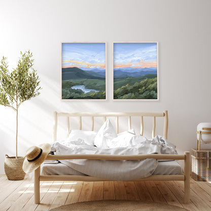 ’Northwest End’ Diptych Art Print || Set of 2 - abstract - Appalachian - appalachian trail - Artwork