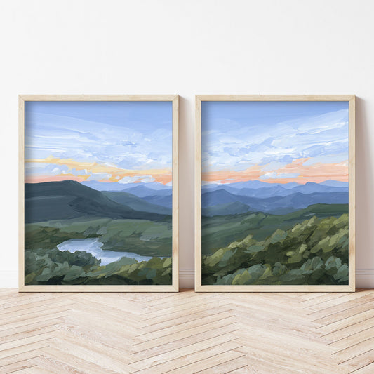 ’Northwest End’ Diptych Art Print || Set of 2 - abstract - Appalachian - appalachian trail - Artwork