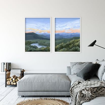 ’Northwest End’ Diptych Art Print || Set of 2 - abstract - Appalachian - appalachian trail - Artwork