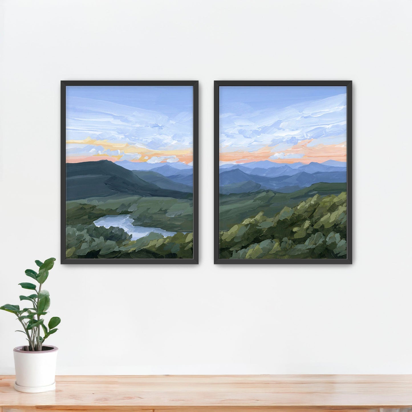 ’Northwest End’ Diptych Art Print || Set of 2 Paper / 5x7 in / Black Frame abstract Appalachian appalachian trail
