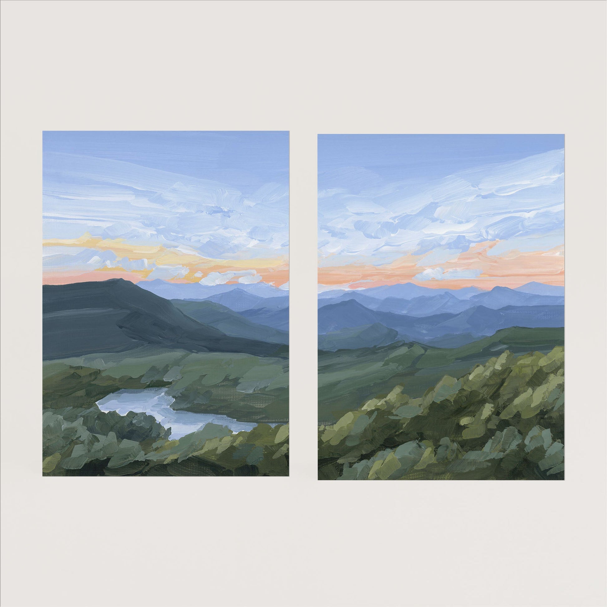 ’Northwest End’ Diptych Art Print || Set of 2 Paper / 5x7 in / No Frame abstract Appalachian appalachian trail Artwork
