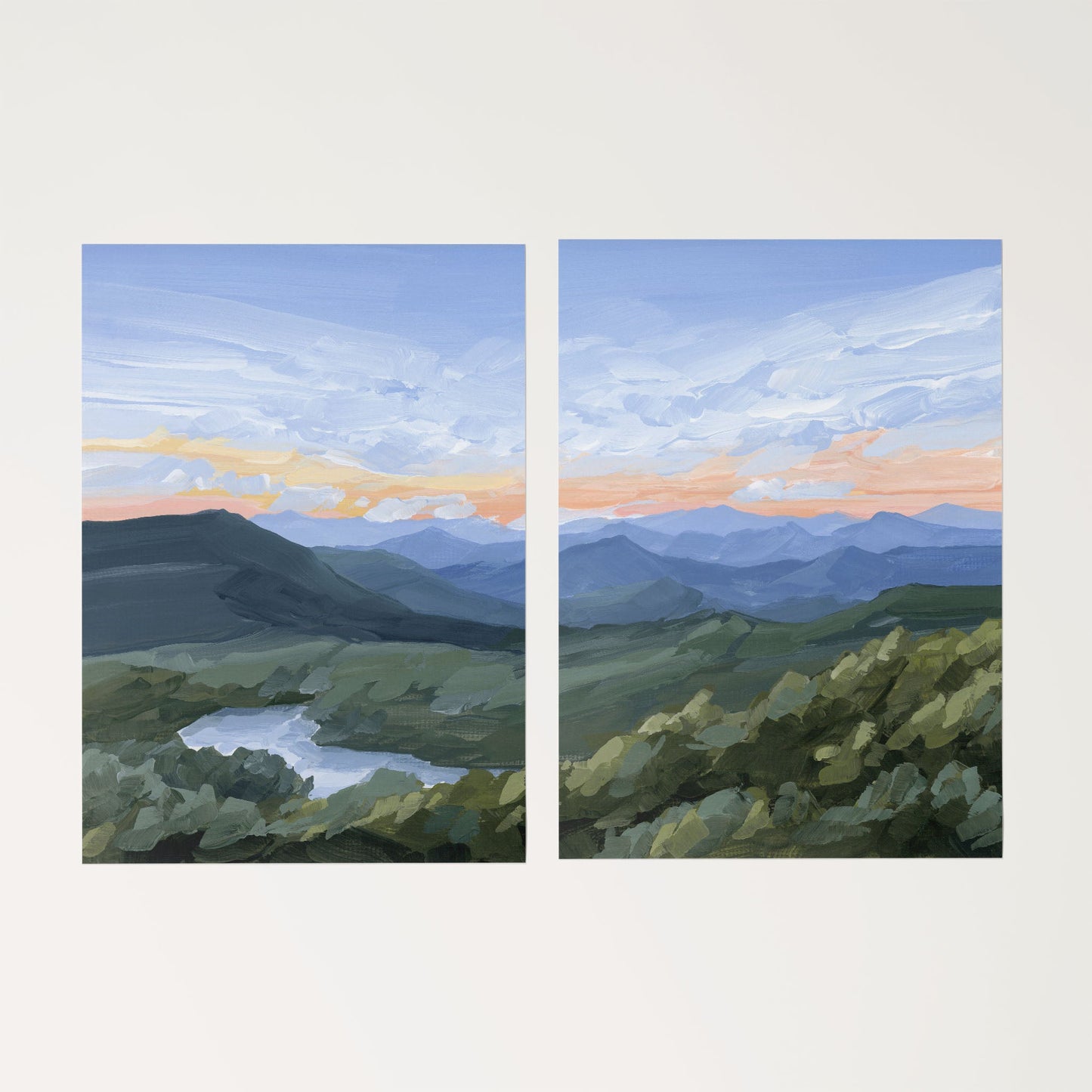 ’Northwest End’ Diptych Art Print || Set of 2 Rolled Canvas / 8x10 in / No Frame abstract Appalachian appalachian trail