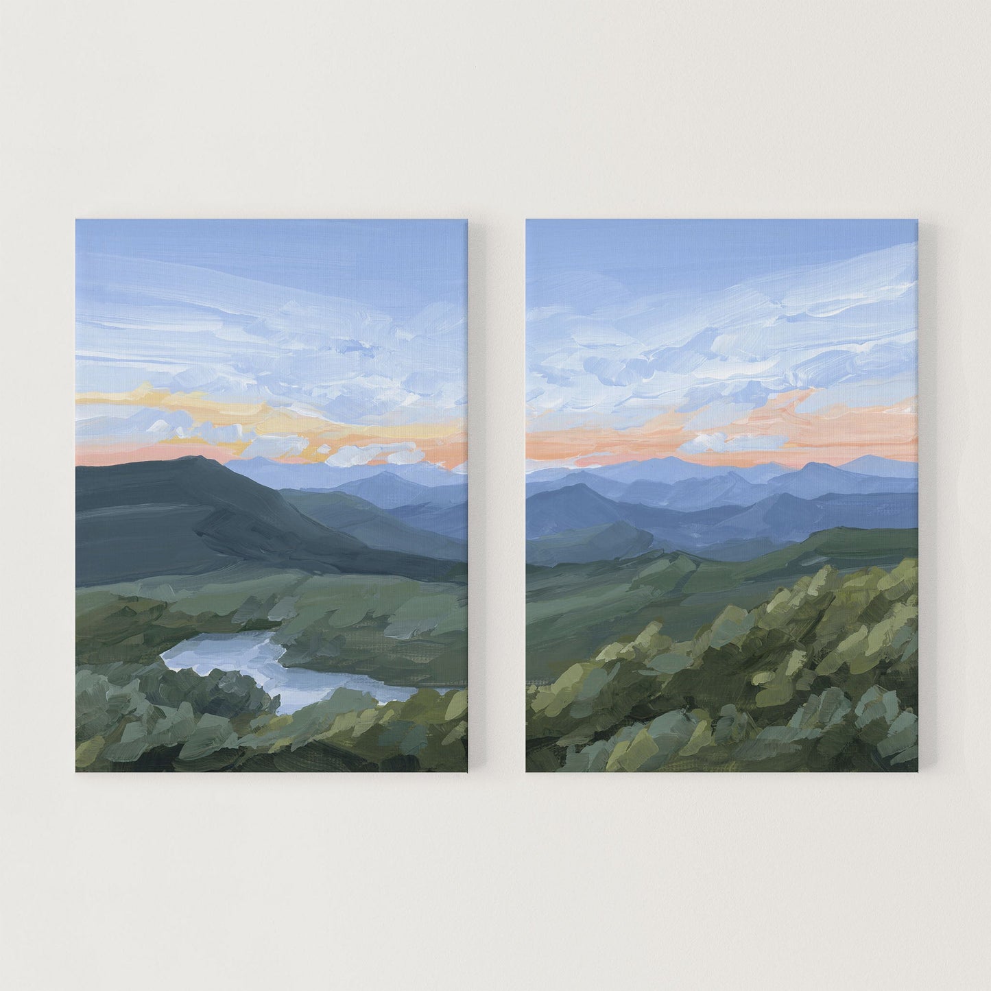’Northwest End’ Diptych Art Print || Set of 2 Stretched Canvas / 8x10 in / No Frame abstract Appalachian appalachian