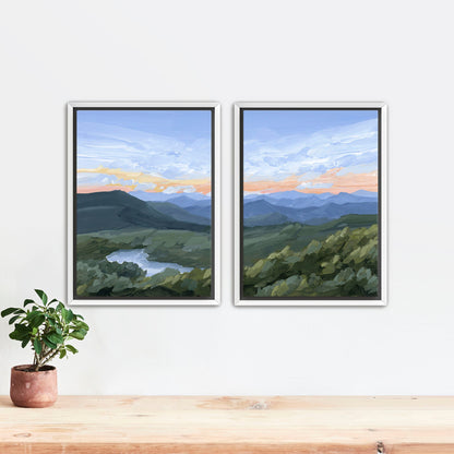 ’Northwest End’ Diptych Art Print || Set of 2 - Stretched Canvas / 8x10 in / White Frame - abstract - Appalachian