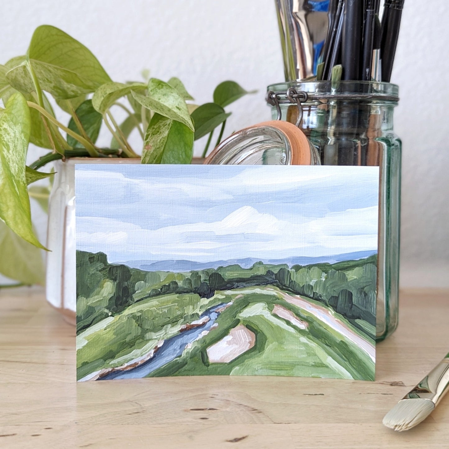 ’On the Green’ Original Painting || 5x7 - Golf Course Landscape - abstract - Acrylic - Artwork - castle rock - Colorado