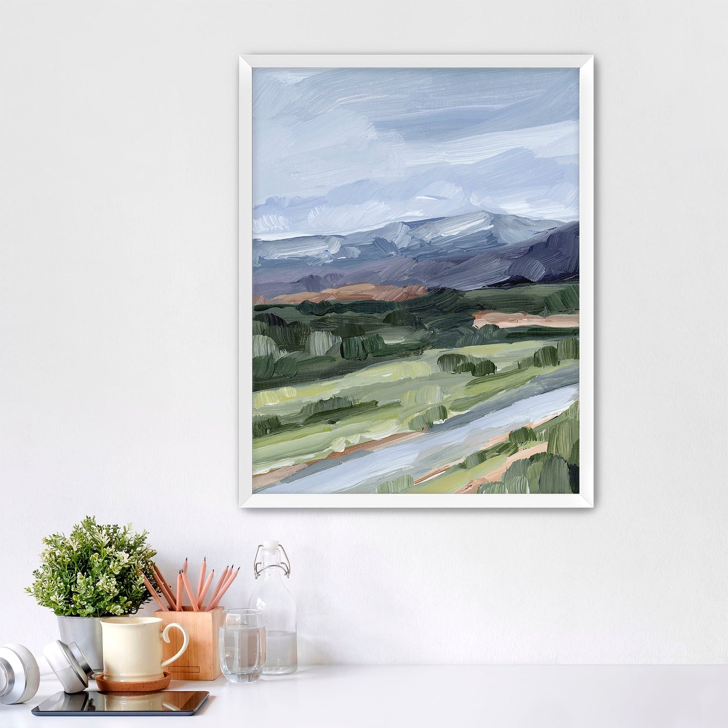 ’On this Side’ Art Print - Paper / 5x7 in / White Frame - Pikes Peak Painting - Artwork - Colorado - Springs - Landscape