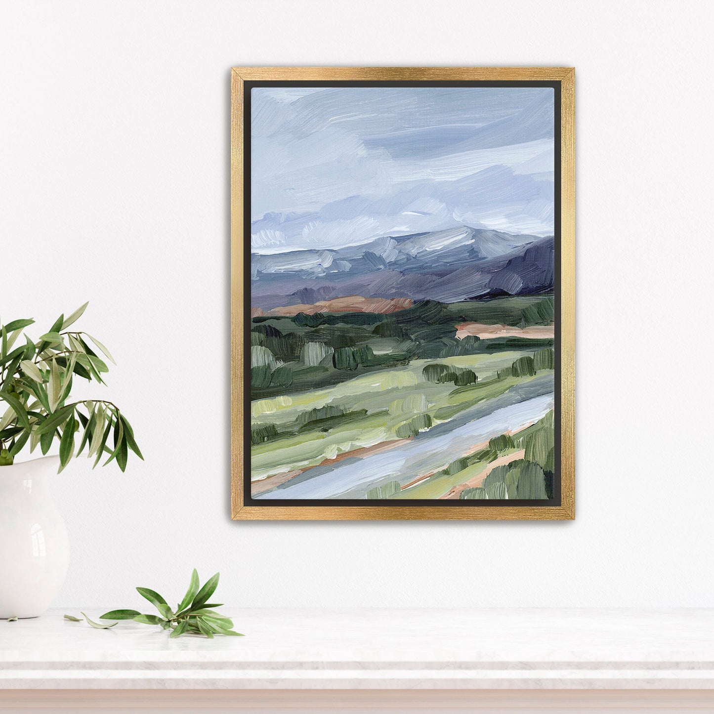 ’On this Side’ Art Print - Stretched Canvas / 8x10 in / Gold Frame - Pikes Peak Painting - Artwork - Colorado