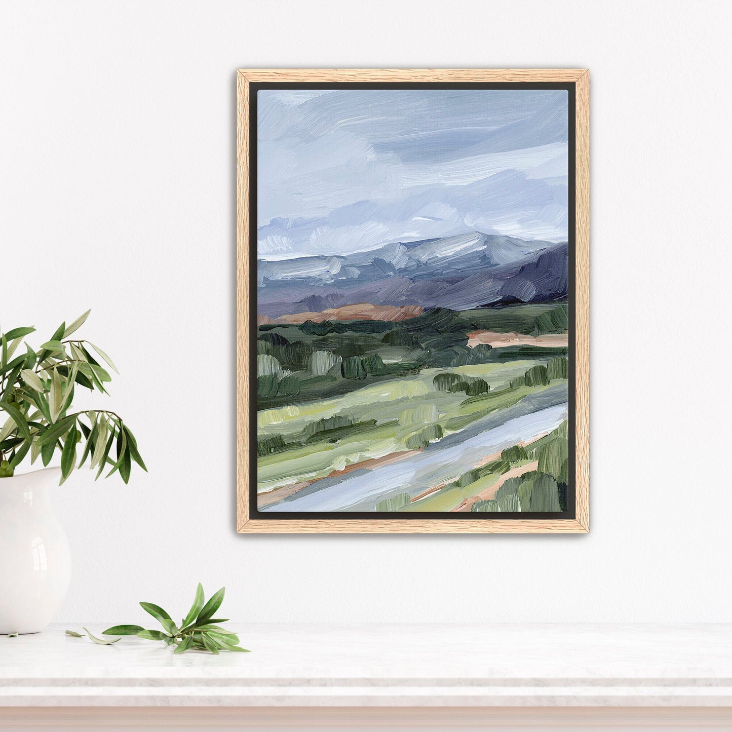 ’On this Side’ Art Print - Stretched Canvas / 8x10 in / Oak Frame - Pikes Peak Painting - Artwork - Colorado