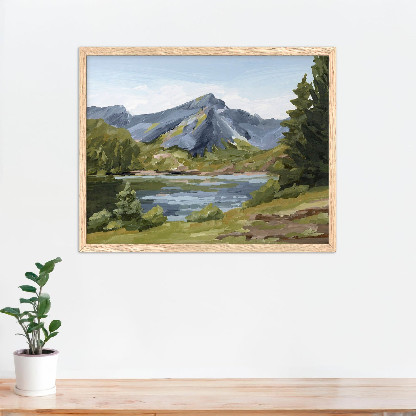’Once in Norway’ Art Print - Paper / 5x7 / Oak Frame - Norway Lake Wall - abstract - Artwork - Europe - european