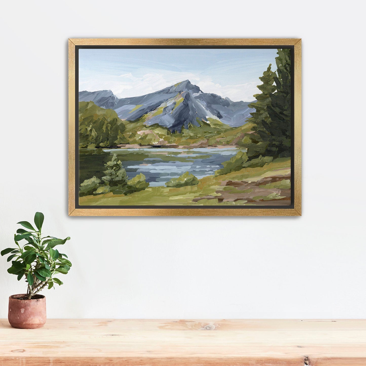 ’Once in Norway’ Art Print - Stretched Canvas / 8x10 / Gold Frame - Norway Lake Wall - abstract - Artwork - Europe
