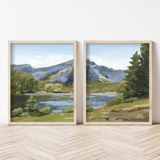 ’Once in Norway’ Diptych Art Print || Set of 2 abstract Artwork Europe