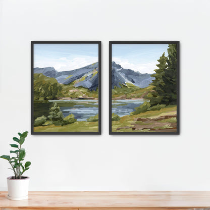 ’Once in Norway’ Diptych Art Print || Set of 2 - Paper / 5x7 / Black Frame - abstract - Artwork - Europe