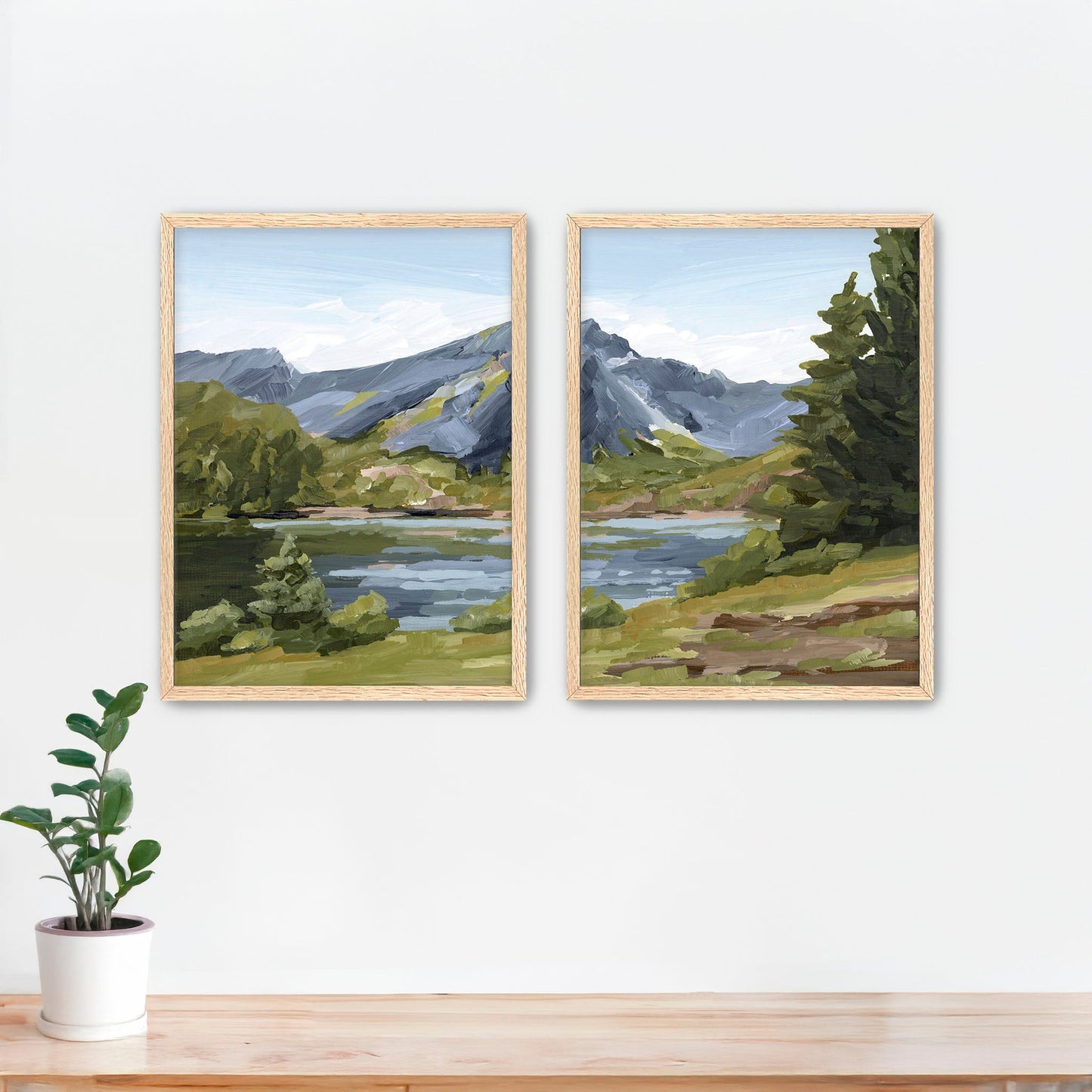 ’Once in Norway’ Diptych Art Print || Set of 2 Paper / 5x7 / Oak Frame abstract Artwork Europe
