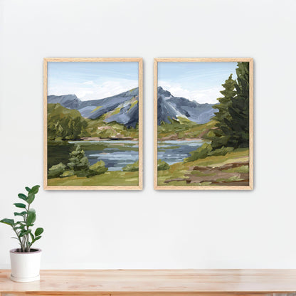 ’Once in Norway’ Diptych Art Print || Set of 2 - Paper / 5x7 / Oak Frame - abstract - Artwork - Europe