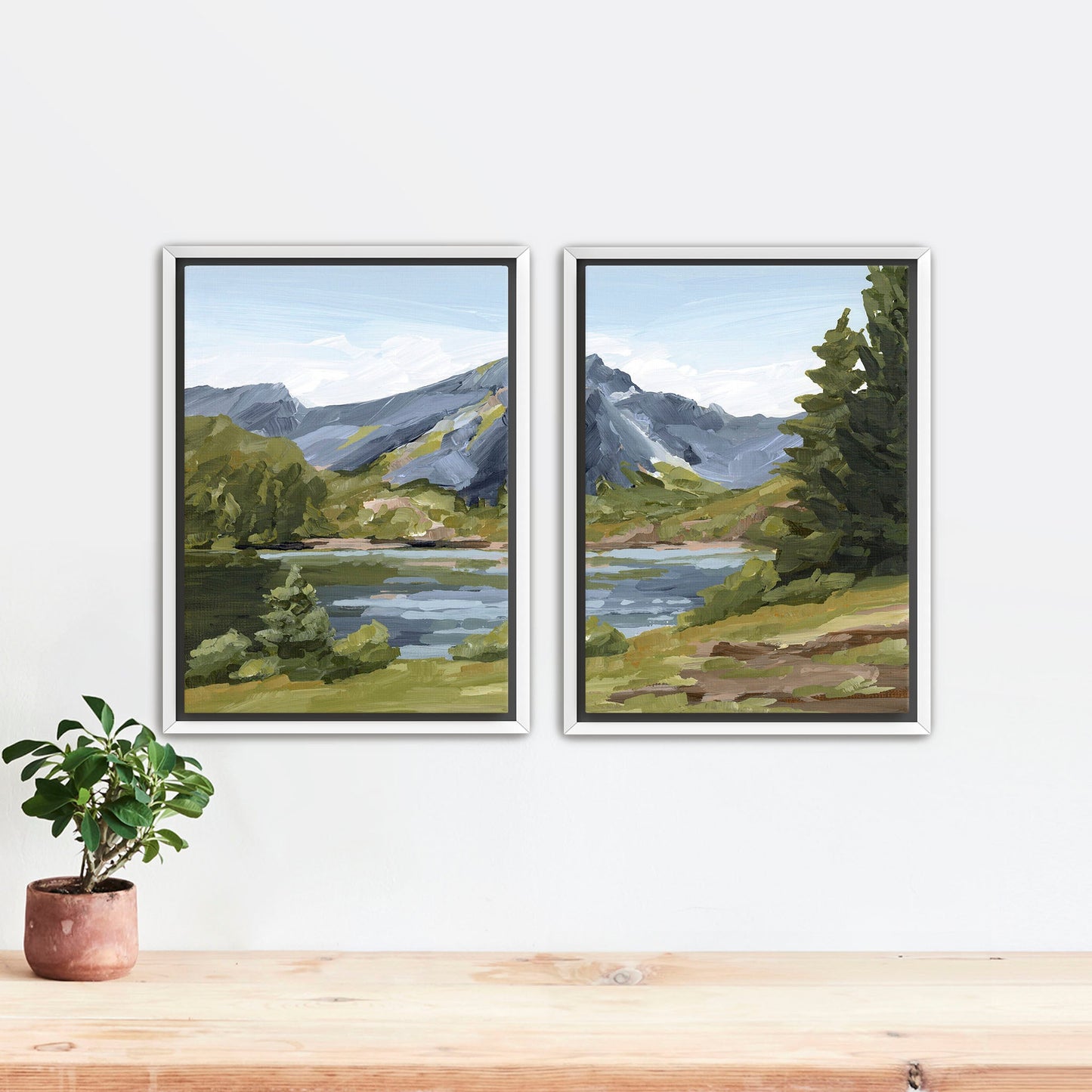 ’Once in Norway’ Diptych Art Print || Set of 2 Stretched Canvas / 8x10 / White Frame abstract Artwork Europe