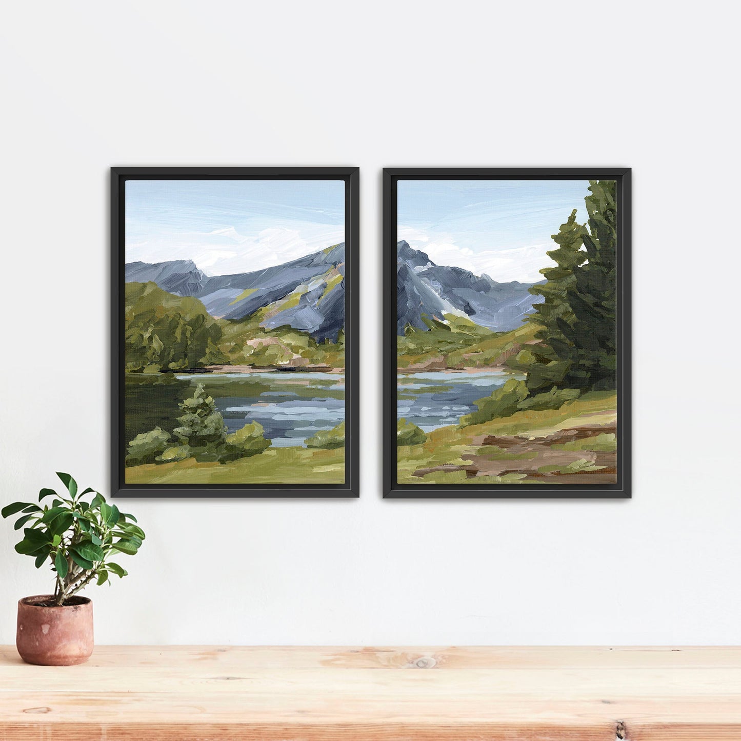 ’Once in Norway’ Diptych Art Print || Set of 2 Stretched Canvas / 8x10 / Black Frame abstract Artwork Europe