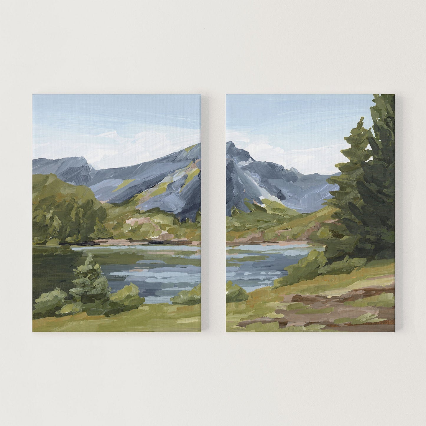 ’Once in Norway’ Diptych Art Print || Set of 2 Stretched Canvas / 8x10 / No Frame abstract Artwork Europe