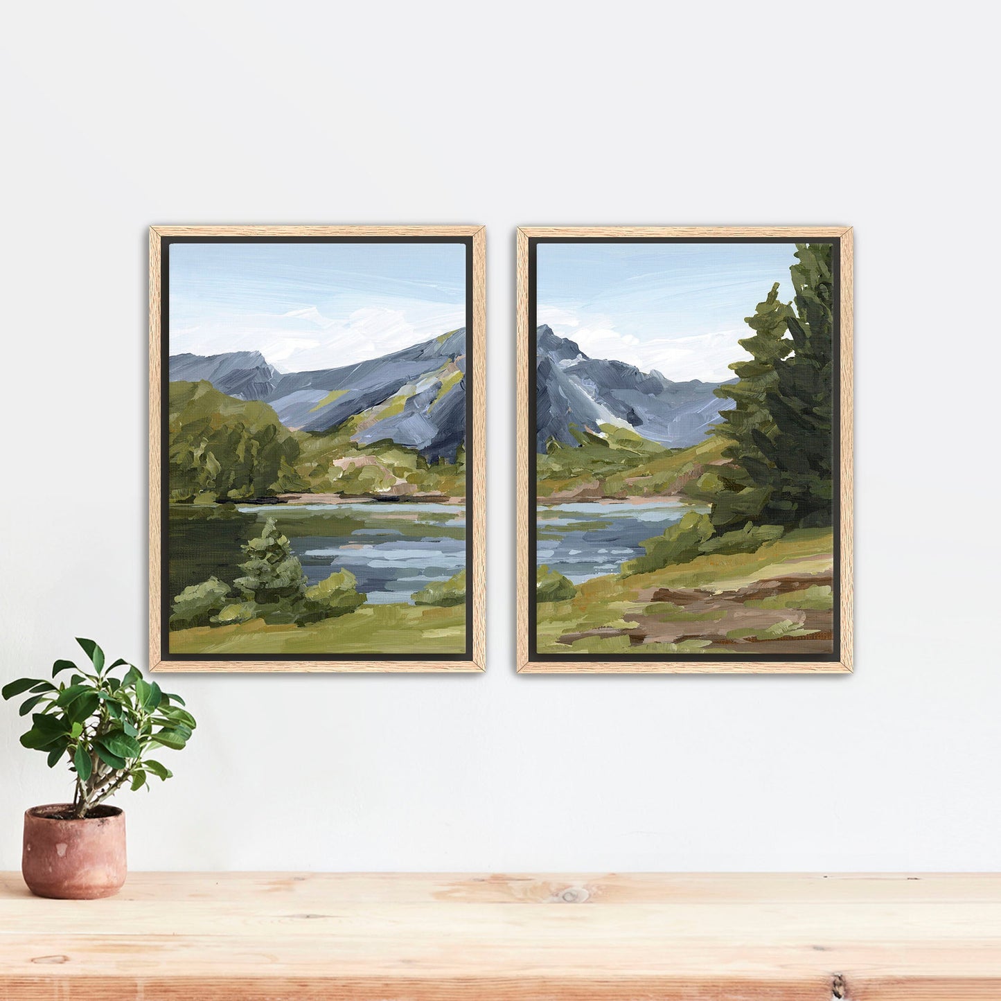 ’Once in Norway’ Diptych Art Print || Set of 2 Stretched Canvas / 8x10 / Oak Frame abstract Artwork Europe
