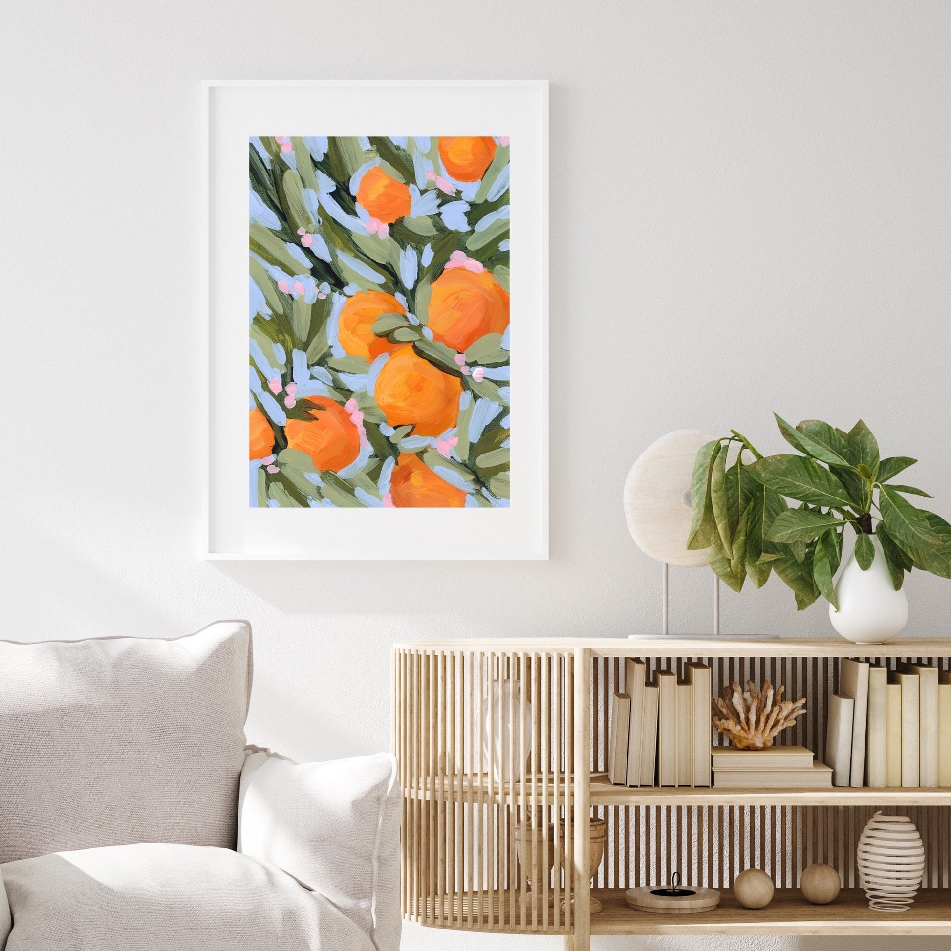 ’Oranges and Blossoms’ Art Print - Citrus Fruit Botanical Wall - botanical - citrus - Flowers