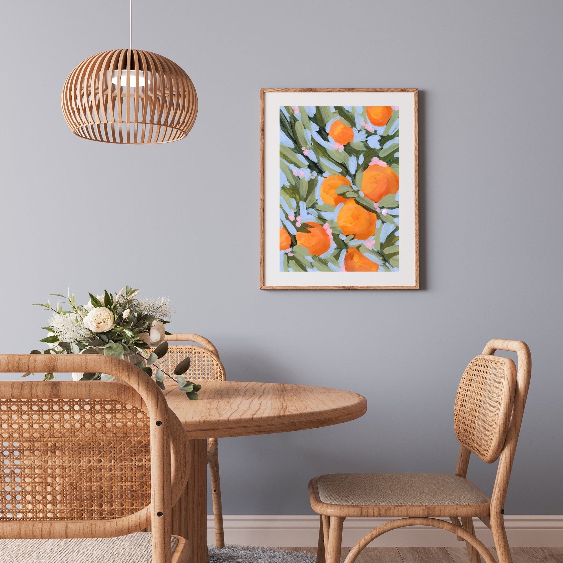 ’Oranges and Blossoms’ Art Print - Citrus Fruit Botanical Wall - botanical - citrus - Flowers