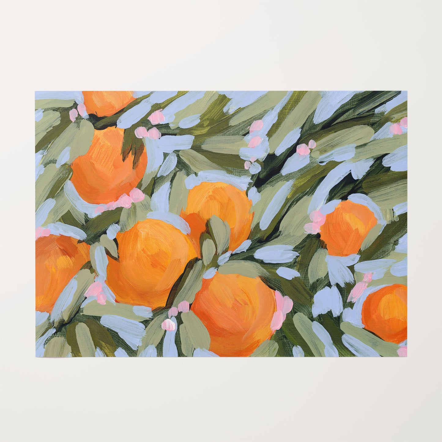 ’Oranges and Blossoms’ Art Print - Rolled Canvas / 8x10 in / No Frame - Citrus Fruit Botanical Wall - botanical