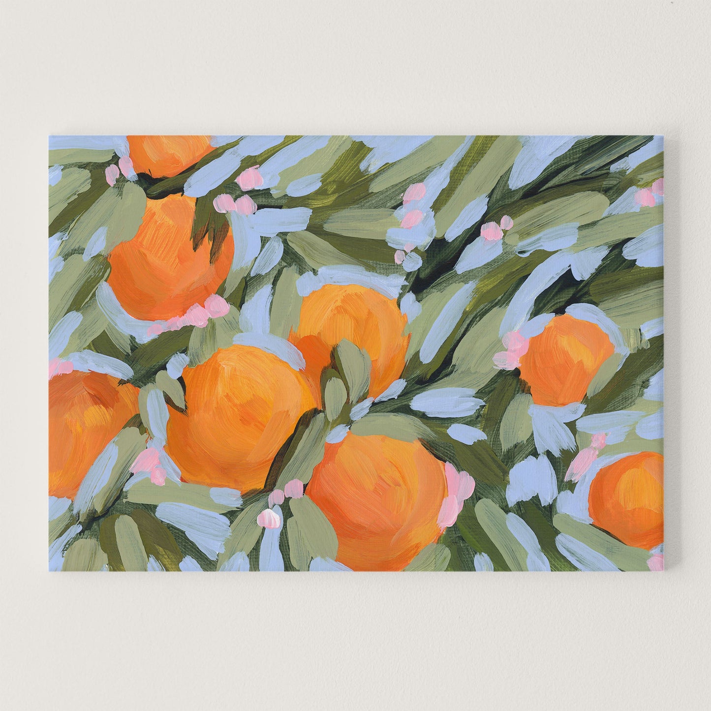 ’Oranges and Blossoms’ Art Print - Stretched Canvas / 8x10 in / No Frame - Citrus Fruit Botanical Wall - botanical