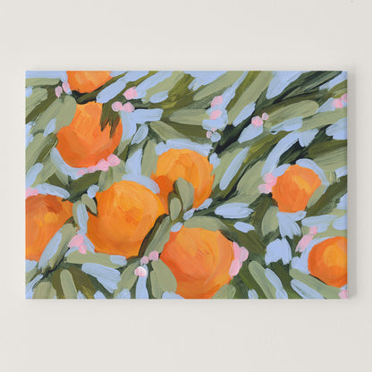 ’Oranges and Blossoms’ Art Print - Stretched Canvas / 8x10 in / No Frame - Citrus Fruit Botanical Wall - botanical