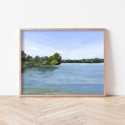’Over the Water’ Art Print - Lake Landscape Wall - abstract - Artwork