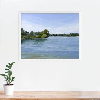 ’Over the Water’ Art Print - Lake Landscape Wall - abstract - Artwork