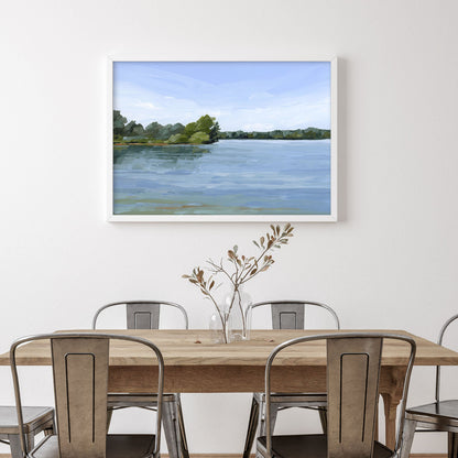 ’Over the Water’ Art Print - Lake Landscape Wall - abstract - Artwork