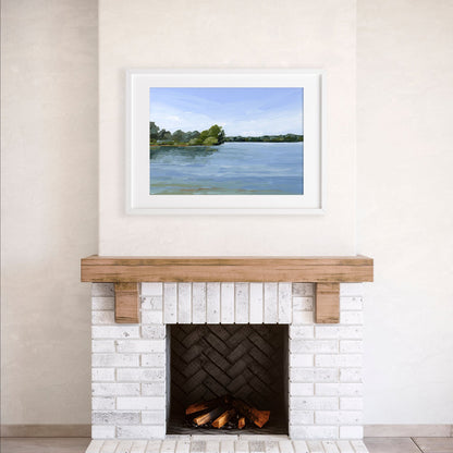 ’Over the Water’ Art Print - Lake Landscape Wall - abstract - Artwork