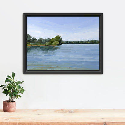 ’Over the Water’ Art Print - Stretched Canvas / 8x10 in / Black Frame - Lake Landscape Wall - abstract - Artwork