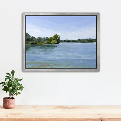 ’Over the Water’ Art Print - Stretched Canvas / 8x10 in / Silver Frame - Lake Landscape Wall - abstract - Artwork